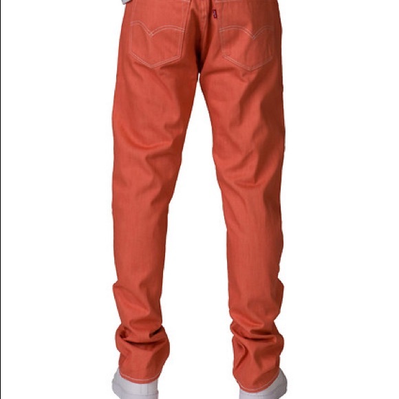 NWT MENS LEVIS STRAUSS 501 DENIM ORANGE JEAN:38x30 - Picture 2 of 8